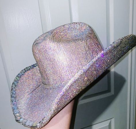 Bejeweled Cowboy Hat, Bedazzled Cowboy Hat, Sparkly Cowboy Hat, Neon Cowgirl, Rhinestone Cowboy Hat, Western Disco, Eras Outfit, Custom Cowboy Hats, Rhinestone Cowboy