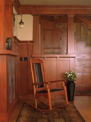 Rocking Chair by Thomas Stangeland Craftsman Style Trim, Beautiful Woodwork, Craftsman Interiors, Craftsman Living Room, Mission Style Homes, Arts And Crafts Interiors, Craftsman Homes, Craftsman Interior, Craftsman Design