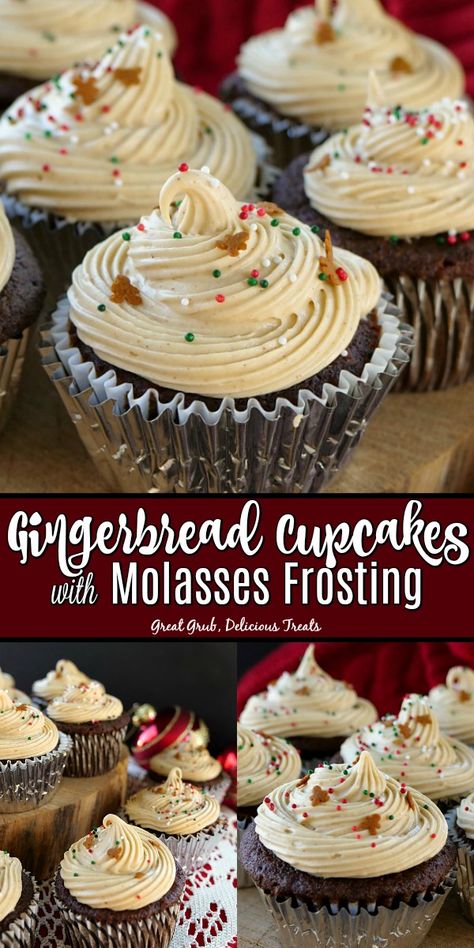 Molasses Frosting, Gingerbread Treats, Good Desserts To Make, Gorgeous Cupcakes, Christmas Baking Gifts, Gingerbread Cupcakes, Cupcake Pictures, Fall Cupcakes, Dessert Simple