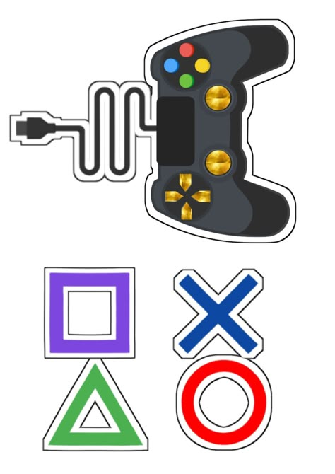 Playstation Cake Topper Printable, Playstation Cake Topper, Gaming Cake, Playstation Party, Playstation Cake, Lightning Tattoo, Roblox Cake, Deco Ballon, 3d Cake Toppers