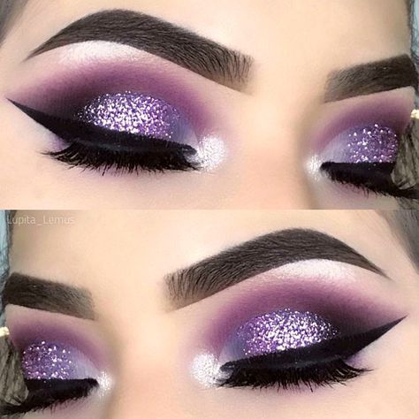 Purple Smokey Eye Makeup Ideas to Open the Party Season ★ See more: http://glaminati.com/purple-smokey-eye/ Machiaj Smokey Eyes, Purple Smokey Eye Makeup, Lila Make-up, Make Up Designs, Jasmine Wedding, Purple Smokey Eye, Mekap Mata, Day Makeup Looks, Purple Eye Makeup