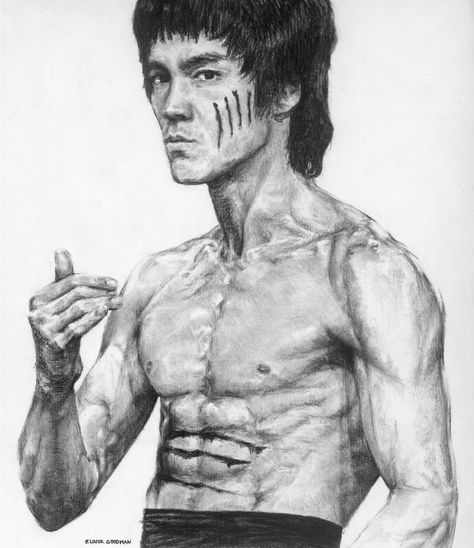 Bruce Lee Drawing, Rick And Morty Drawing, Bruce Lee Art, Bruce Lee Quotes, Bruce Lee Photos, Black Panther Art, Pencil Sketch Images, Charcoal Pencil, Celebrity Drawings