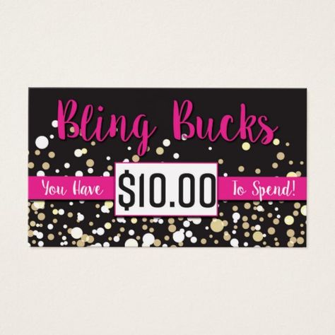 $10 Bling Bucks Business Card paparazzi jewelry and accessories coupon gift cards Paparazzi Gifts, Paparazzi Quotes, Paparazzi Jewelry Displays, Jewelry Business Card, Christmas Extravaganza, Paparazzi Jewelry Images, Paparazzi Accessories Jewelry, Paparazzi Consultant, Standard Business Card Size