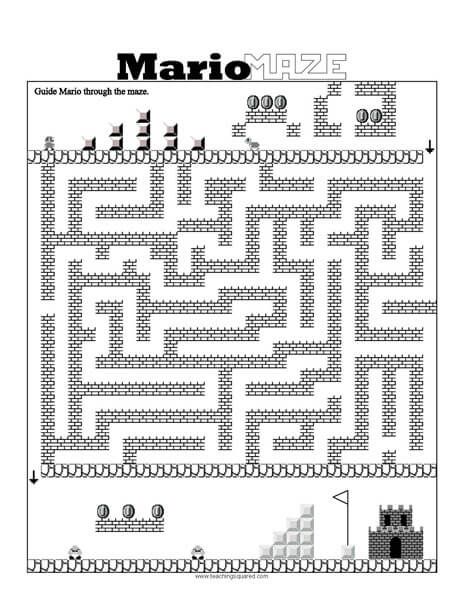 Here's a nother fun Super Mario Bros. Maze Worksheet. Guide Mario through the maze to get to the end of the level. Mario Maze Printable, Super Mario Worksheets Free Printables, Video Game Word Search, Mario Worksheets Free Printable, Super Mario Worksheets, Mario Worksheets, Super Mario Activities, Mario Activities, Mario Printables