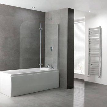 Bath Shower Screen, Bath Screen, Shower Screens, Corner Bath, Bathroom Wall Panels, Bath Shower Screens, Bath Screens, Grey Tiles, Small Bath