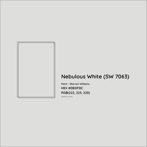 Sherwin Williams Nebulous White (SW 7063) Paint color codes, similar paints and colors Nebulous White, Pantone Tcx, Analogous Color Scheme, Paint Color Codes, Rgb Color Codes, Hexadecimal Color, Choosing Paint Colours, Rgb Color Wheel, Ppg Paint