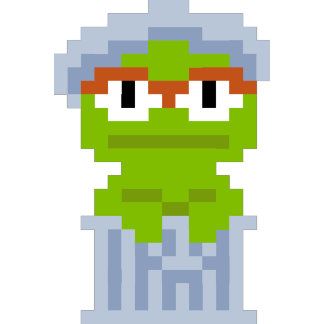 Sesame Street - Oscar the Grouch Pixel Art Oscar The Grouch Pixel Art, Pixel Art Sesame Street, Sesame Street Pixel Art, Wonder Man, Oscar The Grouch, Character Collection, Pixel Pattern, Pixel Art Pattern, Blanket Gift