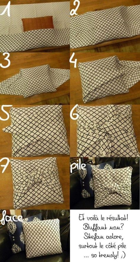 No Sew Pillow Covers, Diy Throw Pillows, Bow Pillows, Pillow Cases Diy, Diy Pillow Covers, Sewing Cushions, Pillow Crafts, Bantal Sofa, Costura Diy