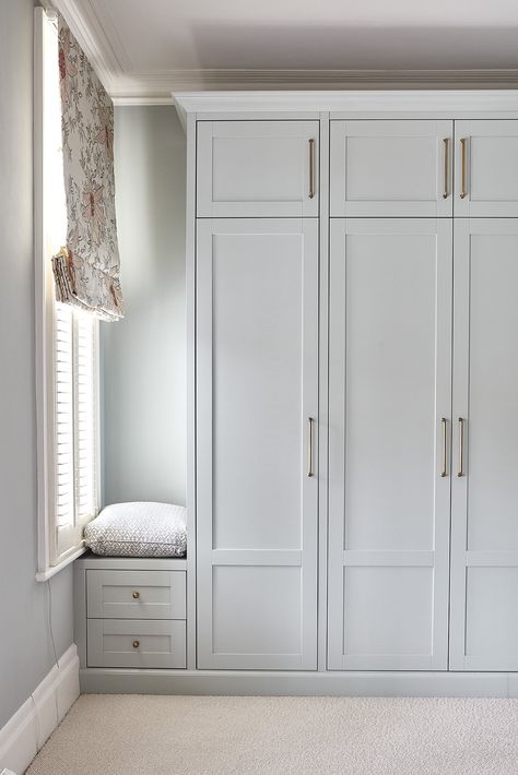 Bedroom Carpentry Ideas, Polly Ashman Design, Built In Corner Wardrobe Ideas, Polly Ashman, Wimbledon House, Fitted Wardrobe, Bedroom Built In Wardrobe, India House, Built In Shelves Living Room