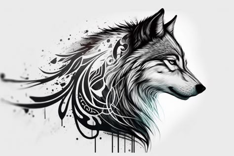 Wolf Tattoo Sketch, Woodland Tattoo, Unique Animal Tattoos, Positivity Tattoo, Phoenix Tattoo Feminine, Wanderlust Tattoo, Wing Tattoo Designs, Wolf Artwork