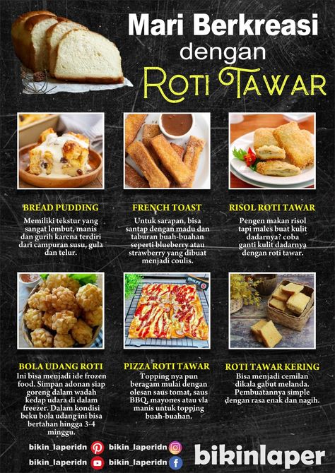 Macam macam kreasi dan inspirasi roti tawar Sandwiches, Frozen, Snacks