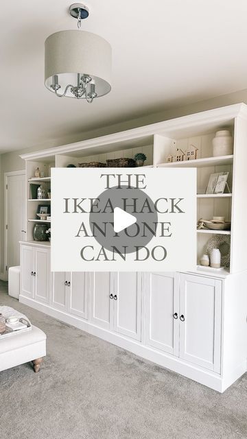 Kayla Reynolds on Instagram: "Want built-ins on a budget? Here’s how we saved more than £4K by creating our own with @ikeauk Havsta units!   I’ve had a lot of new followers since I last shared our media unit on here and I’m getting questions daily so if you’re new around here, here’s what we purchased:  • 2 x Havsta base units • 2 x Havsta cabinets with bookshelves • @frenchicpaint in Wedding Cake (the perfect IKEA whit paint match!)  A local carpenter helped us fit the tongue and groove panelling, the extra MDF shelf above the TV and across the top of the cabinets, and cornice but this could easily be done yourself! In total we spent around £1,100 for everything (based on ikea prices in Jan 2022) - saving us almost £4K!  Head to my Media Unit highlight for more info!   #mediaunit #ikeahac Built In Tv Cabinet, House Purchase, Ikea Built In, Tv Built In, Tongue And Groove Panelling, Big Tv, Closet Remodel, Ikea Hackers, Ikea Cabinets