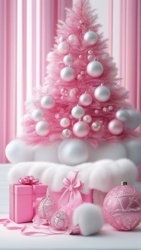 Pink Christmas Iphone Wallpaper, A Pink Christmas, Merry Christmas Pictures, Belated Birthday Card, Deco Rose, Pink Xmas, Phone Wallpaper Pink, Christmas Phone Wallpaper, Pink Holiday