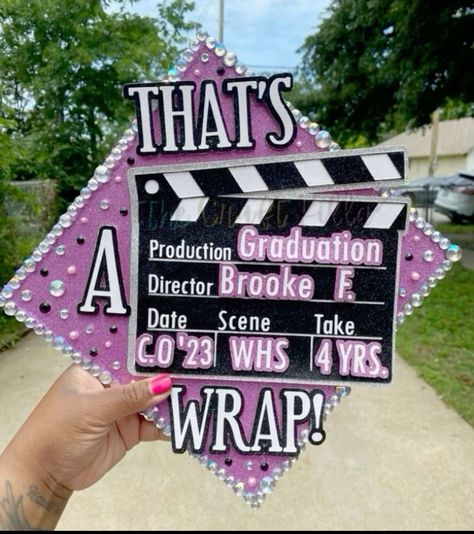 Lauryn Hill Graduation Cap, Acting Graduation Cap, Monster High Graduation Cap, Graduation Cap Designs Blue, Grad Cap Designs High School, Cap Decoration Graduation High School, Unique Graduation Cap Designs, College Grad Cap Ideas, Graduation Cap Decoration Diy