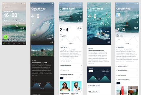 Surfing app Surf App, App Inspiration, Card Ui, App Interface Design, Sup Surf, Mobile Ui Design, Ios 7, App Design Inspiration, App Interface