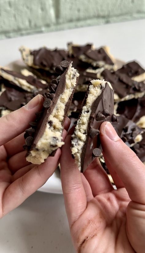 Cookie Dough Bark - Dang That's Sweet Cookie Dough Bark, Bark Recipes Easy, Bark Candy, Cookie Dough Ingredients, Edible Cookie Dough Recipe, No Bake Cookie Dough, Cookie Dough Bars, Cookie Recipes Unique, Chocolate Cookie Dough