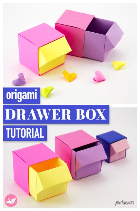 Origami Drawer, Origami Kutu, Origami Box Tutorial, Paper Kawaii, Box Origami, Tutorial Origami, Origami Ball, Origami For Beginners, Origami Fish