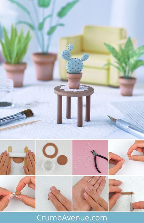 Unique Birthday Cake Ideas, Unique Birthday Cake, Tiny Table, Sugar Lace, Unique Birthday Cakes, Tiny Furniture, Cake Topper Tutorial, Terracotta Flower Pots, Modeling Paste