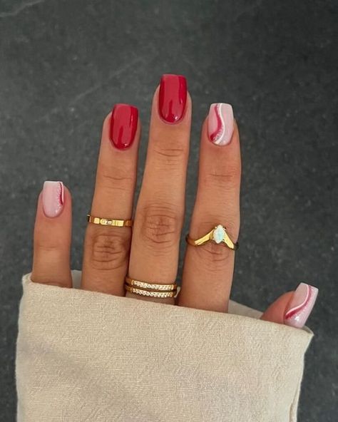 Sqared Nail, Unghie Sfumate, Manikur Kuku, November Nails, Red Acrylic Nails, Simple Gel Nails, Smink Inspiration, Summery Nails, Casual Nails