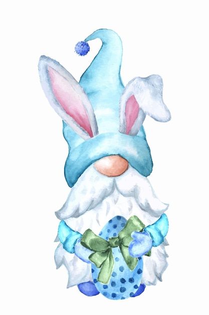 Egg Watercolor, Gnome Easter, Easter Gnome, Cute Easter, Bunny Ears, Diamond Painting, Premium Vector, Easter Bunny, Easter