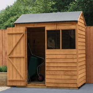 Forest Garden 6 x 4 ft Reverse Apex Overlap Dip Treated Shed 6x4 Shed, Wooden Shed, Apex Roof, Cheap Sheds, Hidden Hinges, Shed Base, Sheds For Sale, Plastic Sheds, Shed Doors