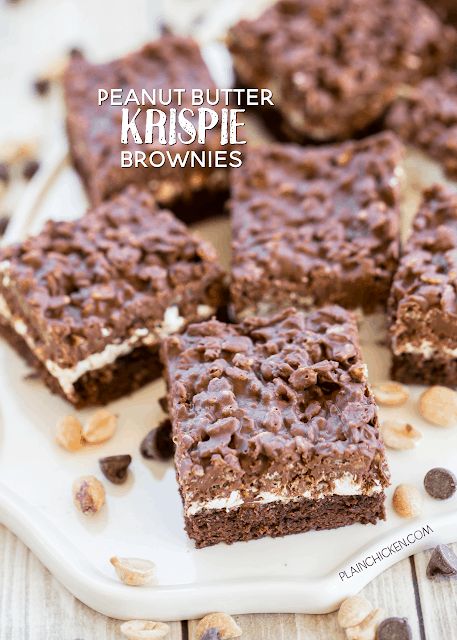 Peanut Butter Rice Crispies, Peanut Butter Rice Krispie Treats, Peanut Butter Rice Krispies, Chocolate Rice Krispies, No Bake Lemon Cheesecake, Peanut Butter Marshmallow, Krispie Treats Recipe, Brownie Toppings, Plain Chicken