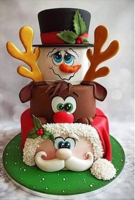 Snowman Birthday Cake, Winter Torte, Christmas Cookie Cake, Christmas Themed Cake, Artist Cake, Christmas Dinner Menu, Christmas Cake Designs, New Year's Cake, Christmas Cake Decorations