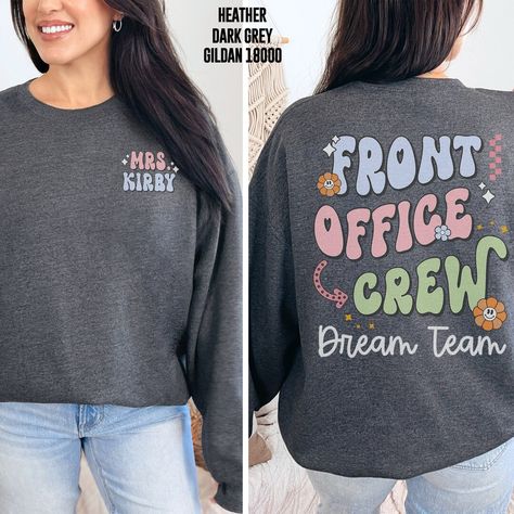 Custom Front Office Crew Shirt, Personalized School Office Crew Dream Team Shirts, Matching Front & Back School Staff Appreciation Gift Tee by Mioqlo School Secretary, Staff Appreciation Gifts, Front Office, School Staff, School Office, Staff Appreciation, Crew Shirt, Team Shirts, Dream Team