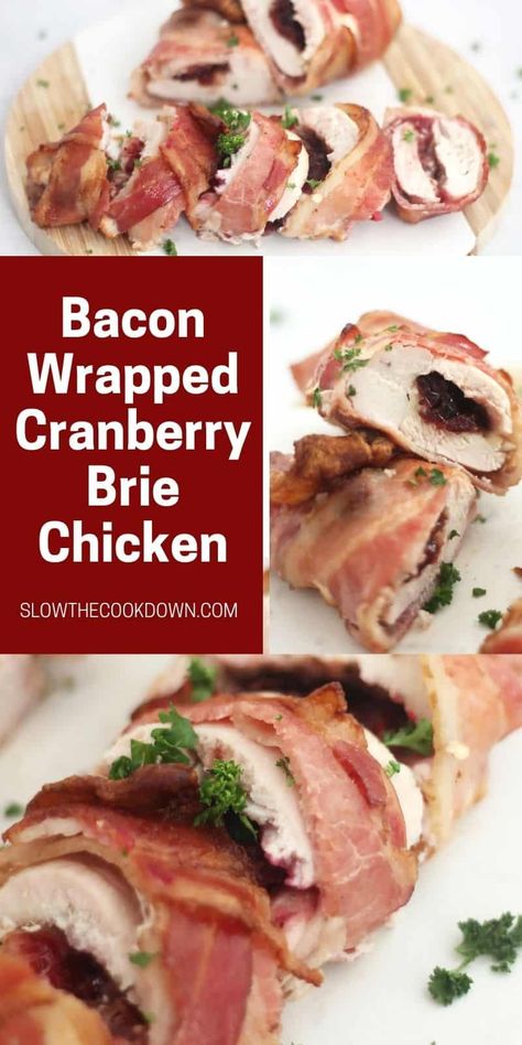 Time to get festive at your dinner times with this delicious cranberry brie stuffed chicken recipe. Simple to make, chicken breasts are loaded with creamy brie cheese and tangy cranberry sauce before being wrapped in bacon and cooked in the oven. Easy, simple and so delicious! Cranberry And Brie Stuffed Chicken Breast, Chicken Brie Recipe, Cranberry Chicken Breast, Brie Stuffed Chicken, Keto Cranberry Recipes, Creamy Brie, Stuffed Chicken Recipe, Bacon Wrapped Chicken Breast, Best Cranberry Sauce