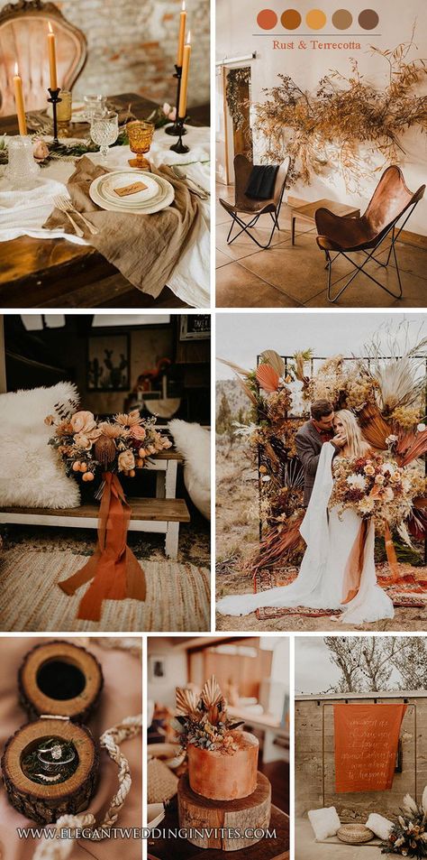 Trendy Rust Orange,mustard and Terracotta Earthy Tone Fall Wedding Colors Mustard And Terracotta, Blue Place Settings, Light Blue Wedding Invitations, Dark Romantic Wedding, Popular Wedding Invitations, Rust Wedding, Nature Themed Wedding, Minimalist Dekor, Wedding Color Trends