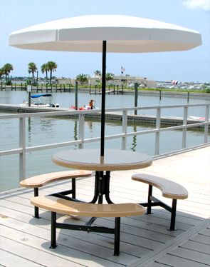 6' Round Fiberglass Picnic Table with Fiberglass Umbrella Outdoor Umbrella Table, Patio Table Umbrella, Sitting Arrangement, Timeless Sofa, Modern Restaurant Design, Table Picnic, Restaurant Exterior, Colorful Patio, Dream Patio