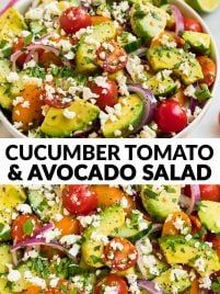 Avocado Lime Salad, Avocado Cucumber Tomato Salad Feta, Avacado Tomato And Cucumber, Tomato Avocado Feta Salad, Summer Avocado Salad, Feta Cucumber Avocado Salad, Healthy Lunch With Avocado, Refreshing Summer Side Dishes, Avacodo Tomato Cucumber Salad