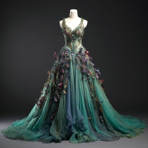 "Enchanted": Gown Dress Design, Forest Wedding Dress, Fairy Ball, Forest Dress, Fantasy Clothes, Ball Ideas, Magical Dress, Fairy Wedding Dress, Cosplay Inspo