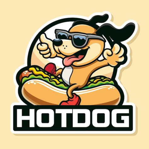 Hot Dog Logo Design, Dog Mascot, Dog Logo Design, Happy Cartoon, Dog Logo, Cartoon Logo, Mascot Logo, Mascot Design, Cartoon Dog