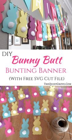 Påskeaktiviteter For Barn, Bunny Bunting, Easter Bunting, Diy Bunny, Easter Banner, Bunny Party, Bunny Birthday, Wine Bottle Diy Crafts, Easter Activities