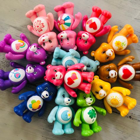 "These are Vintage STYLE 2016 Care Bear Action Figures by Just Play! Sold separately. Use the Drop-down Menu to Select Care Bear! One shipping price covers multiple bears. Free Shipping Over 35.00! Arms move. Head and legs do not move. Height 3\" Great nostalgia piece! Please feel free to contact me with any questions. I am happy to help :)" Care Bear Figurines, Care Bears Figures, Kidcore Crafts, Care Bear Collection, Care Bears Toys, Care Bears Vintage, Care Bear Party, Care Bear Birthday, Blue Slime