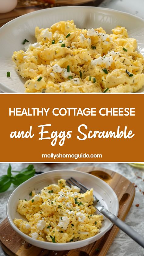 Indulge in a delicious and nutritious breakfast with this easy cottage cheese and eggs scramble recipe. Packed with protein and flavor, this hearty dish is perfect for starting your day on a healthy note. With just a few simple ingredients, you can whip up a satisfying meal that will keep you full and energized until lunchtime. Try this recipe today for a wholesome twist on traditional scrambled eggs!  Ingredients 4 large whole eggs 1/2 cup cottage cheese Salt Black pepper Oil or butter (for coo Scrambled Egg With Cottage Cheese, Cottage Cheese Scrambled Eggs Healthy, Egg Cups Breakfast Cottage Cheese, Healthy Meals With Cottage Cheese, Scrambled Eggs And Cottage Cheese, Cottage Cheese And Eggs Scramble, Egg And Cottage Cheese Recipes, Eggs With Cottage Cheese Scrambled, Cottage Cheese And Egg Recipes