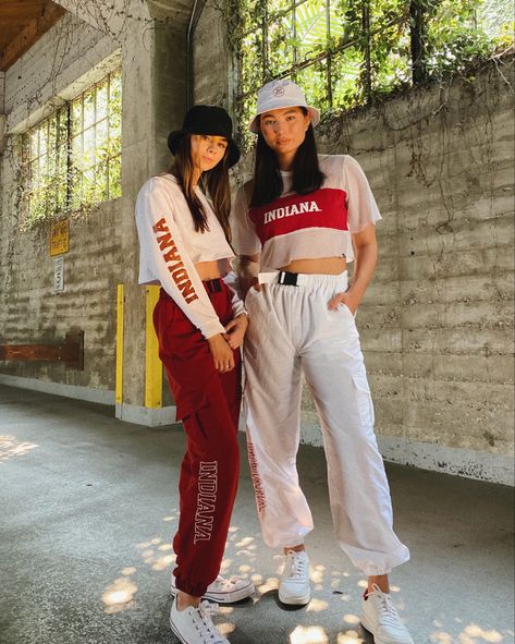 Cute and trendy Indiana Univeristy tailgate outfits and gameday outfits. Cropped longsleeve and mesh tee HYPE AND VICE.