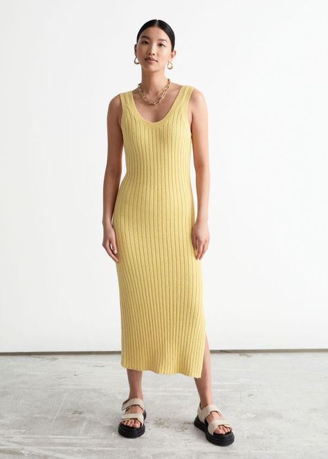 We've Found the 27 Best & Other Stories Dresses for You | Who What Wear UK Bold Dresses, Chic Shirts, Yellow Midi Dress, Ribbed Knit Dress, Aquamarine Jewelry, Satin Midi Dress, Knit Midi, Knit Midi Dress, Printed Midi Dress