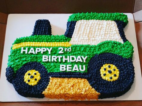 Blue Tractor Cake, Birthday Cake Tractor, 2 Year Birthday Cake, Cake Tractor, Tractor Birthday Cakes, Cow Cupcakes, Tractor Cake, 6th Birthday Cakes, Tractor Party