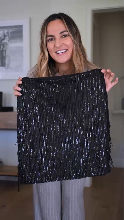 Shop Sequin Fringe Shift Skirt and other curated products on LTK, the easiest way to shop everything from your favorite creators. Black Fringe Skirt Outfit, Black Sequin Skirt Outfit, Fringe Skirt Outfit, Sequin Fringe Skirt, Shift Skirt, Sequin Skirt Outfit, Holiday Party Outfit Christmas, Black Skirt Outfits, Black Sequin Skirt