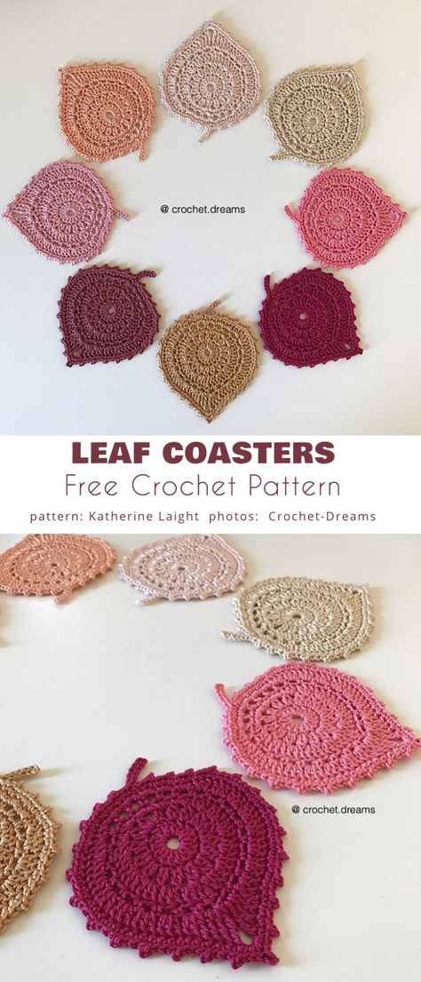 Leaf Coaster Set Ideas and Free Pattern Crochet Fall Coasters, Crochet Baby Blanket Tutorial, Leaf Coaster, Leaf Coasters, Coaster Ideas, Crochet Stocking, Crochet Coasters Free Pattern, Fall Crochet, Crochet Coaster