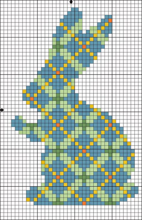 Cross-stitch Plaid Bunny ... no color chart available, just use pattern chart as your color guide.. or choose your own colors... Kathrin's Blog: Happy Easter Embroidery Patterns Cross Stitch, Charts Patterns, Long Stitch, Cross Stitch Freebies, Holiday Cross Stitch, Cross Stitch Christmas, Pola Kristik, Easter Cross, Stitch Christmas