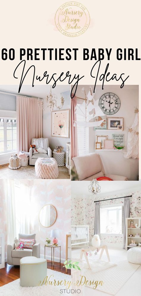 We've rounded up a list of the 60 prettiest baby girl nursery ideas to help inspire and guide you through the design process. Nursery Decor With Nanit, Butterfly Nursery Theme Boho, Hummingbird Theme Nursery, Nursery Design Studio, Girl Nursery Theme Ideas, Baby Nursery Themes Girl, Baby Girl Nursery Theme Ideas, Nursery Room Inspiration Pink, Baby Girl Nursery Room Ideas Themes