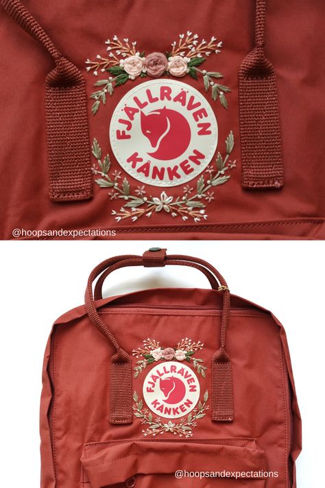 Kanken Embroidery Diy, Fjallraven Embroidery, Kanken Embroidery, Mochila Fjallraven Kanken, Etsy Embroidery, Kanken Mini, Embroidered Backpack, Textile Art Embroidery, Christmas Embroidery Patterns