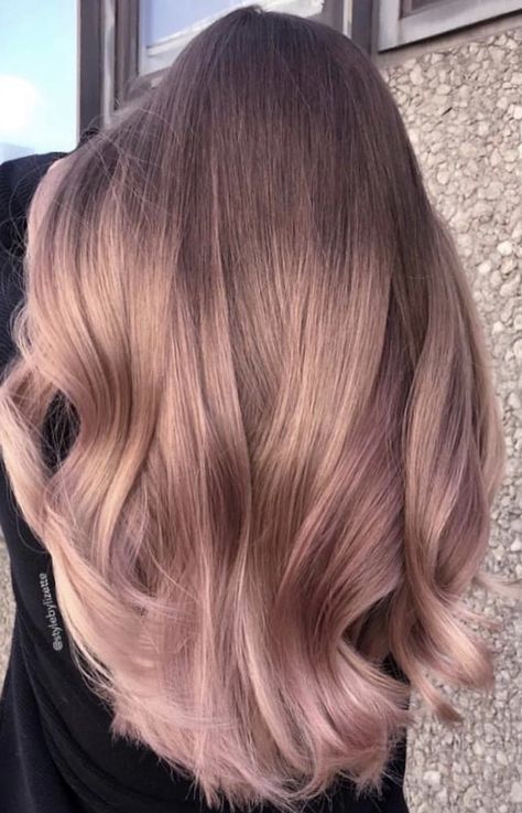 Gold Ombre Hair, Rose Gold Hair Shades, Rose Gold Hair Color Ideas, Gold Hair Color Ideas, Dusty Rose Hair, Dusty Pink Hair, Rose Gold Hair Brunette, Blond Rose, Guytang Mydentity