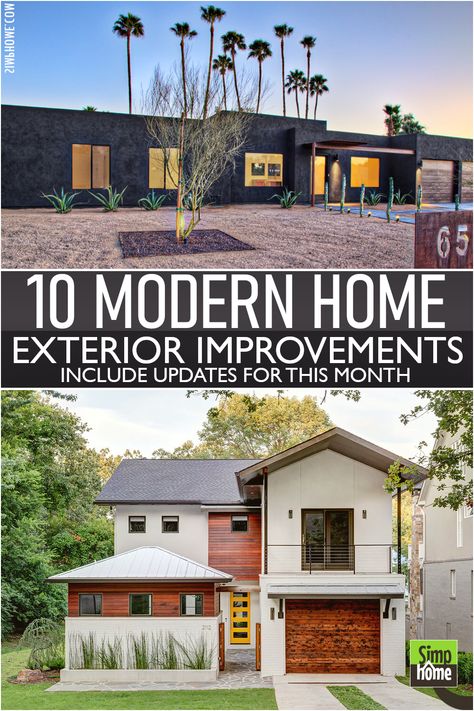 Awesome 10 Modern Exterior Transformations for you Allabouthome Modernize Exterior Of Home, Small Contemporary House Exterior, Modern Contemporary Homes Exterior, 1950s House Exterior, Exterior Transformations, Modern House Remodel, Modern Home Exteriors, Small Contemporary House, Exterior Home Makeover