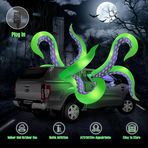 7.15FT Outdoor Inflatables Halloween Decorations Creative Trunk or Treat Car Blow Up Decorations with LED Lights,2pack Octopus Trunk Or Treat, Kraken Trunk Or Treat, Creative Trunk Or Treat, Up Decorations, Giant Octopus, Dragon Tail, Vbs 2024, Octopus Tentacles, Outdoor Inflatables