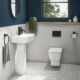 Modern Toilet & Basin Sets | Toilet & Sink Sets | Victorian Plumbing Small Toilet Room With Window, Toilet Under Window, Small Toilet Decor, Cloakroom Bathroom, Downstairs Wc, Cloakroom Suites, Small Downstairs Toilet, Toilet Basin, Cloakroom Toilet