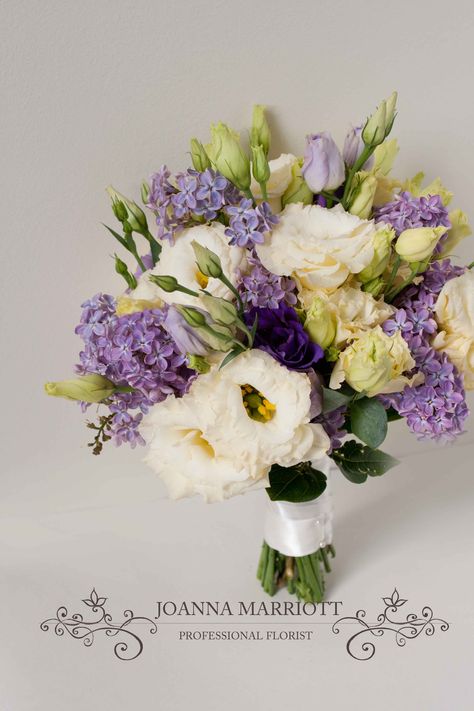 Purple lilac and cream lisianthus bridesmaid's bouquet. Lisianthus Wedding Bouquet, Cream Lisianthus, Lisianthus Wedding, Lisianthus Bouquet, Wedding Bouquet Purple, Purple Lisianthus, Bouquet Purple, Purple Wedding Bouquets, Purple Lilac